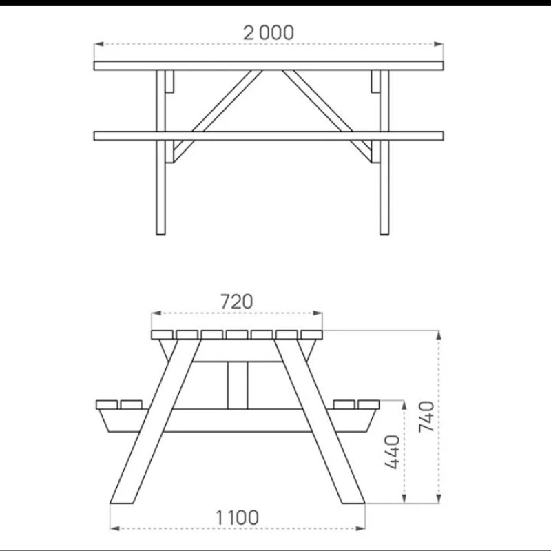 Taula de pícnic ECO Turín | Disseny Contemporani en Fusta Tractada